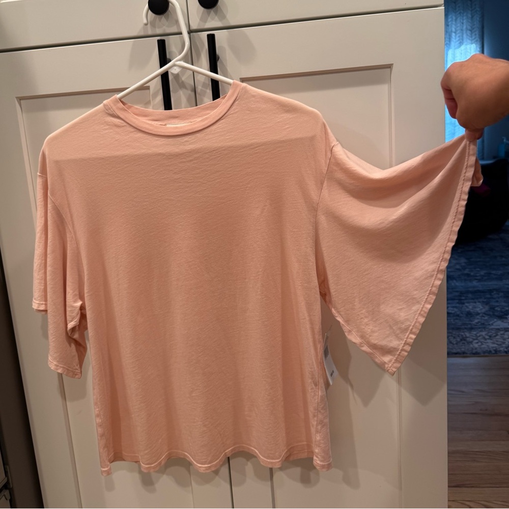 AG Adriano Goldschmied Light Pink Flutter Sleeve Tee